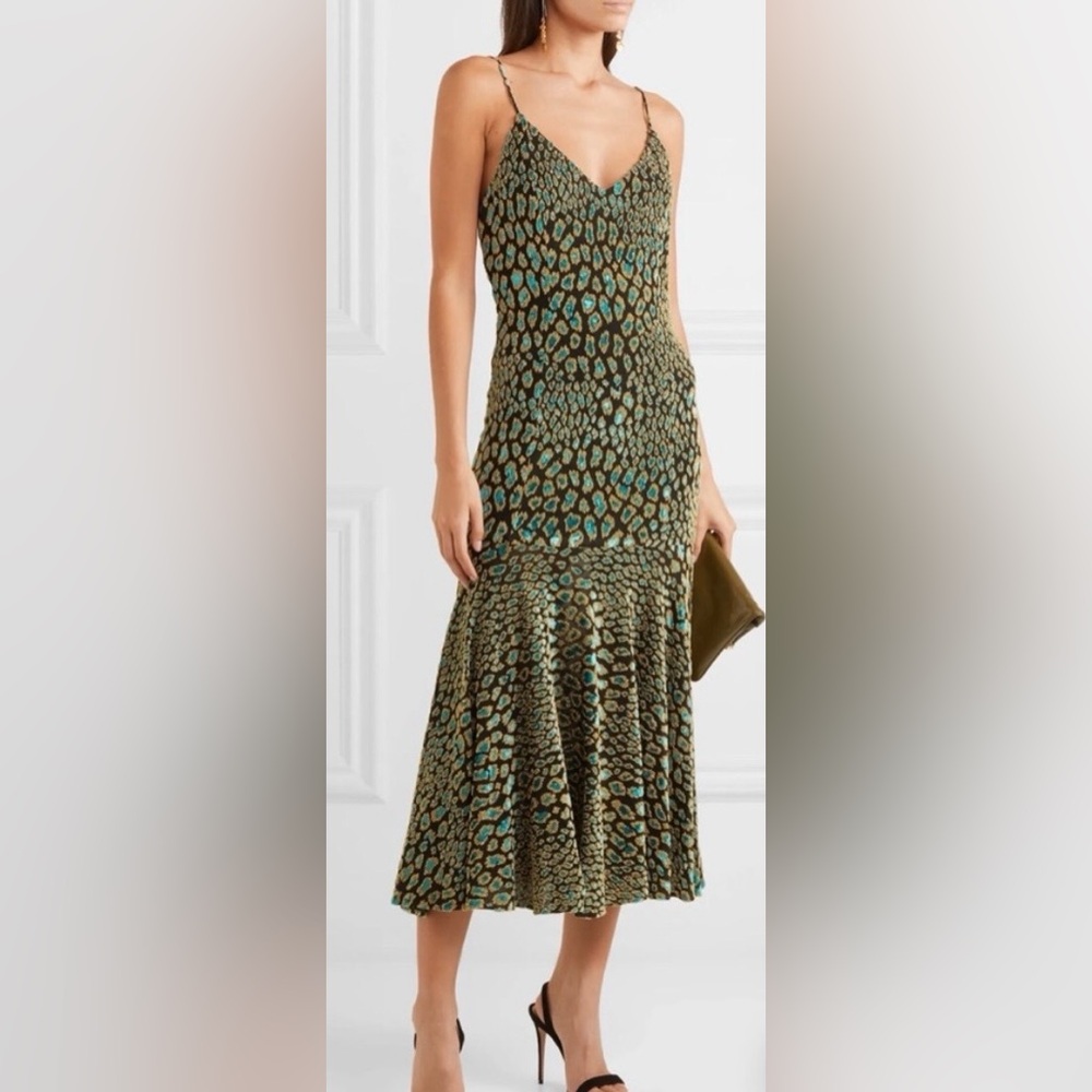 NWT Caroline Constas Metallic Leopard-Print Dress, size XS